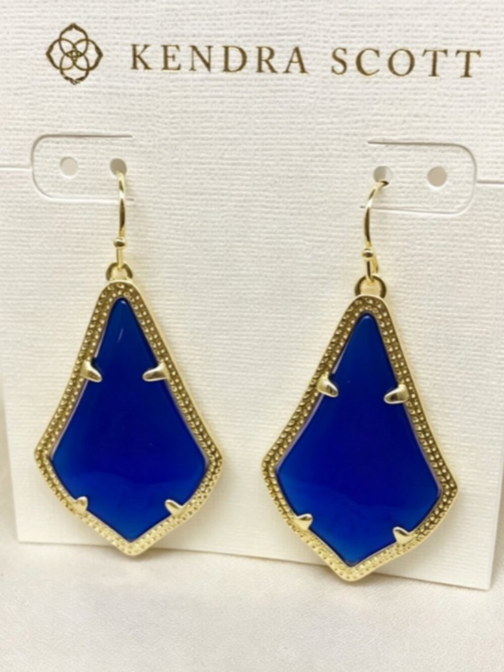 Kendra Scott Blue Geometric Drop Gold Tone Dangle Earrings